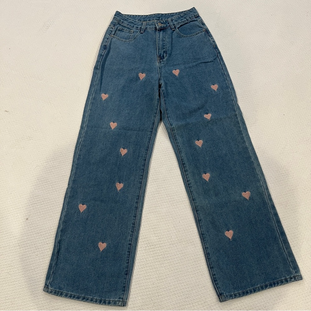SHEIN embroidered jeans